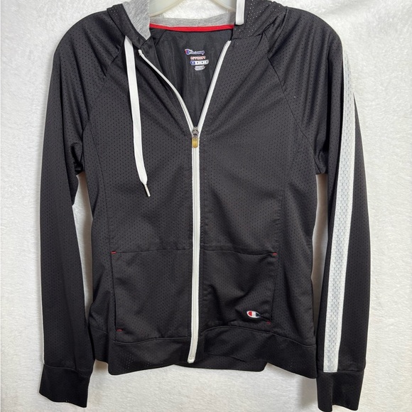 Champion Black and White Zip-Up Mesh Women's Jacket size Medium - Picture 1 of 15